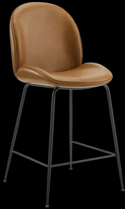 Scoop Black Powder Coated Steel Leg Vegan Leather Counter Stool