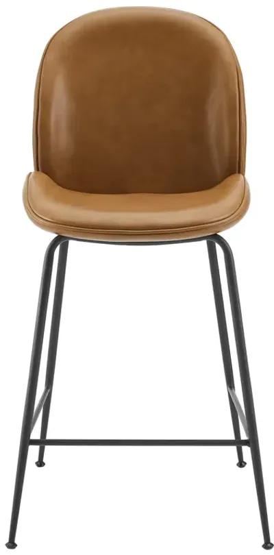 Scoop Black Powder Coated Steel Leg Vegan Leather Counter Stool