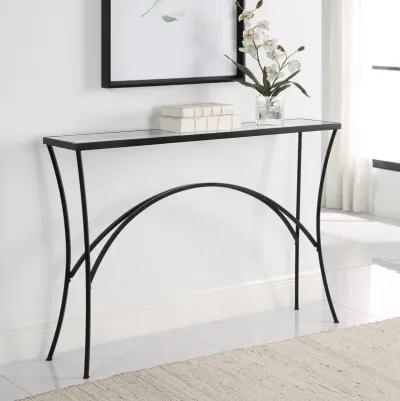 Alayna Black Metal & Glass Console Table