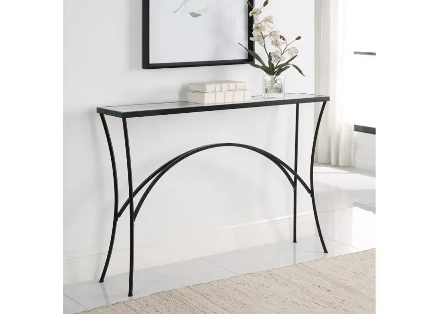 Alayna Black Metal & Glass Console Table