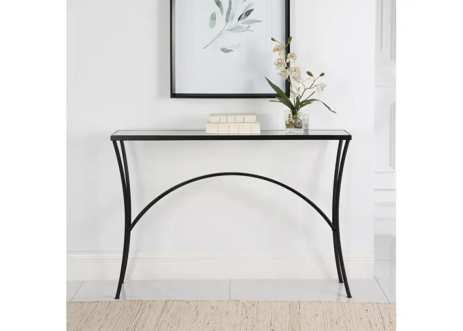 Alayna Black Metal & Glass Console Table