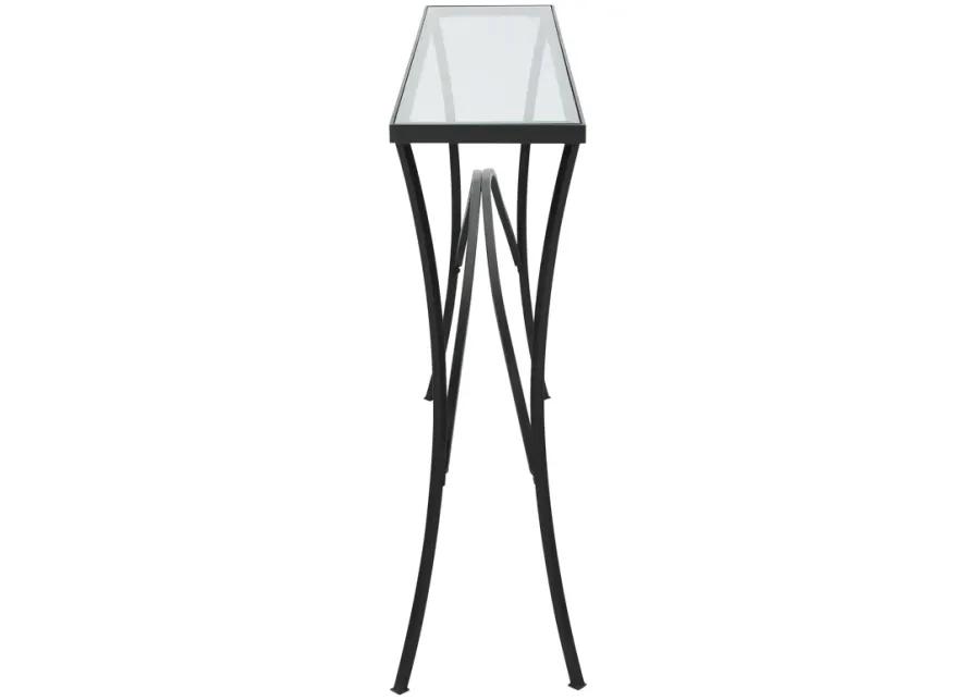 Alayna Black Metal & Glass Console Table