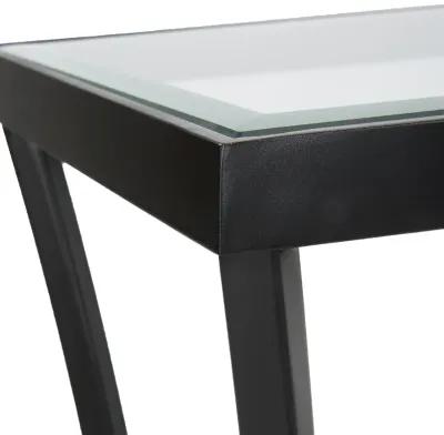 Alayna Black Metal & Glass Console Table