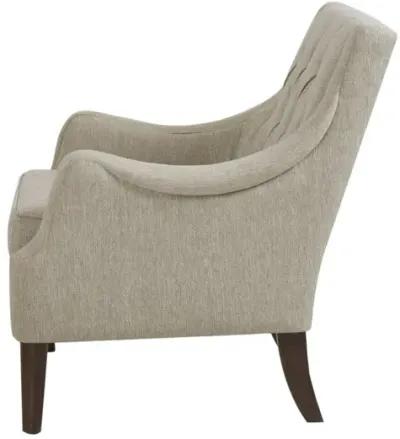 Madison Park Qwen Beige Button Tufted Accent Chair