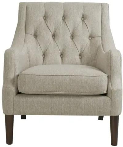 Madison Park Qwen Beige Button Tufted Accent Chair