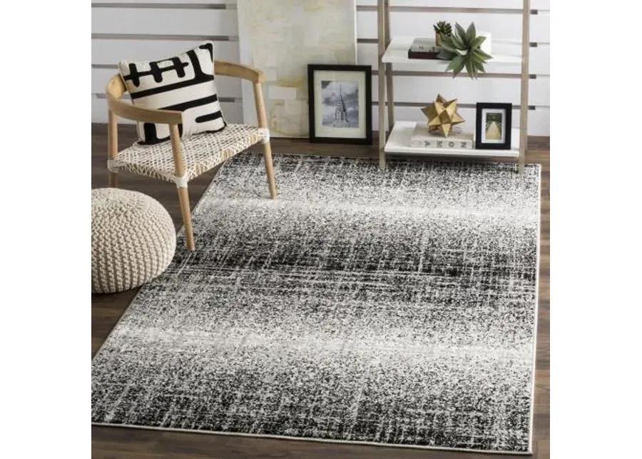 Adirondack Contemporary Silver / Black 2'-6" X 20' Powerloomed Rug