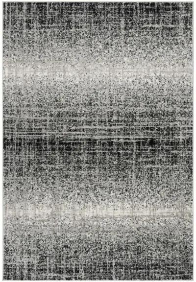 Adirondack Contemporary Silver / Black 2'-6" X 20' Powerloomed Rug