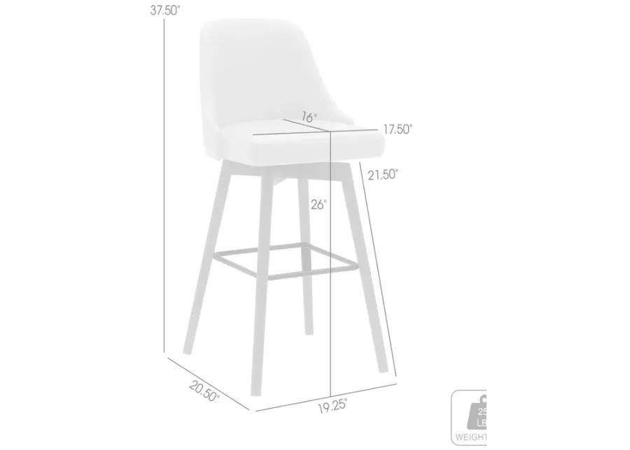 Sicily 26" Swivel Walnut Wood Counter Stool in Cream Faux Leather