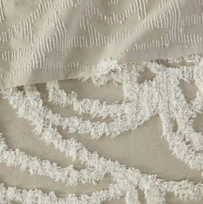 Madison Park Laetitia Taupe Tufted Cotton Chenille Medallion Fringe Coverlet Mini Set