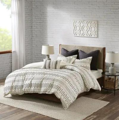 INK+IVY Rhea Ivory/Charcoal Cotton Jacquard Comforter Mini Set