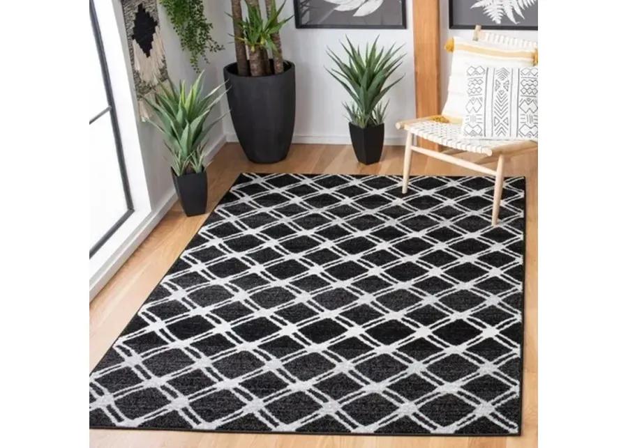 Adirondack Contemporary Black / Light Grey 8' X 10' Powerloomed Rug