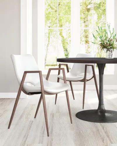 Desi Dining Chair (Set of 2) White & Walnut