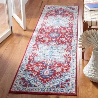 Brentwood 852 Red / Ivory 2' X 8' Runner Powerloomed Rug