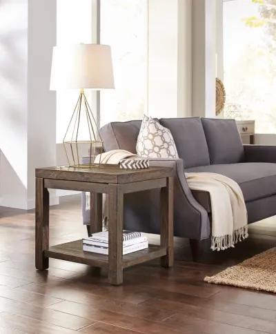 Craster Reclaimed Wood Square Side Table in Smoky Taupe