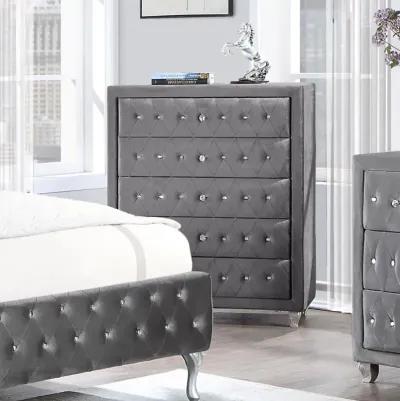 Deanna 5-drawer Rectangular Chest Grey