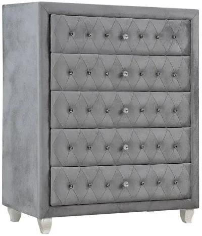 Deanna 5-drawer Rectangular Chest Grey