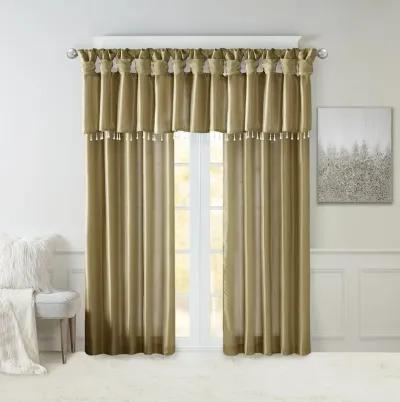 Madison Park Emilia Bronze Lightweight Faux Silk Valance With Beads