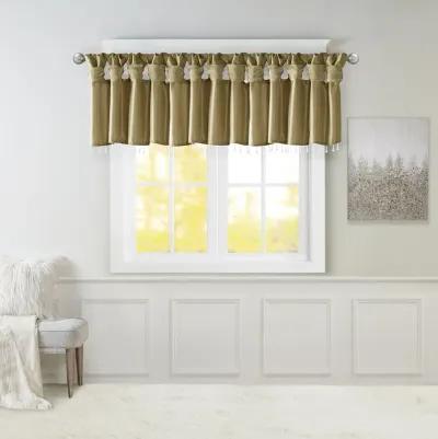 Madison Park Emilia Bronze Lightweight Faux Silk Valance With Beads