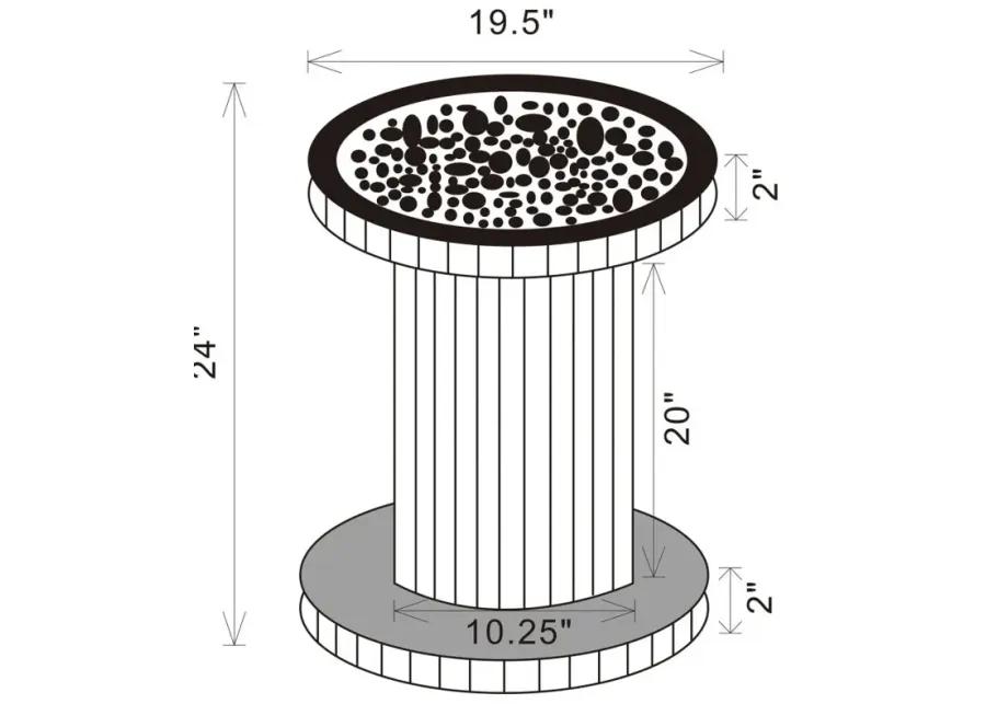 Dorielle Crystal Inlay Round Top Accent Table Mirror