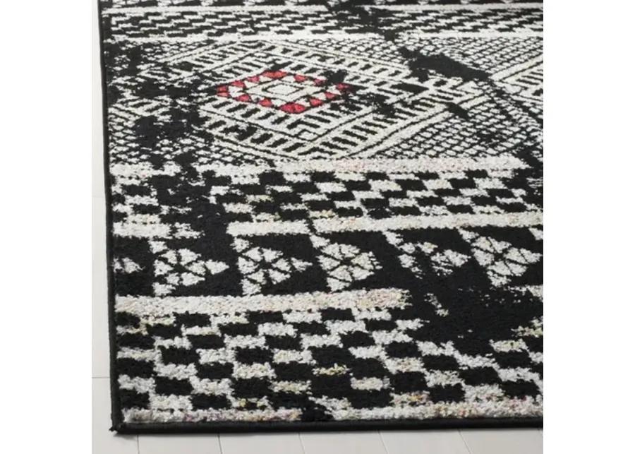 ADIRONDACK Contemporary Black / Fuchsia 4' X 6' Powerloomed Rug