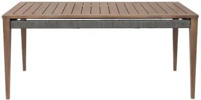 Orbit Outdoor Patio 5 Piece Dining Set in Weathered Eucalyptus Wood with Gray Rope and Taupe Olefin Cushions