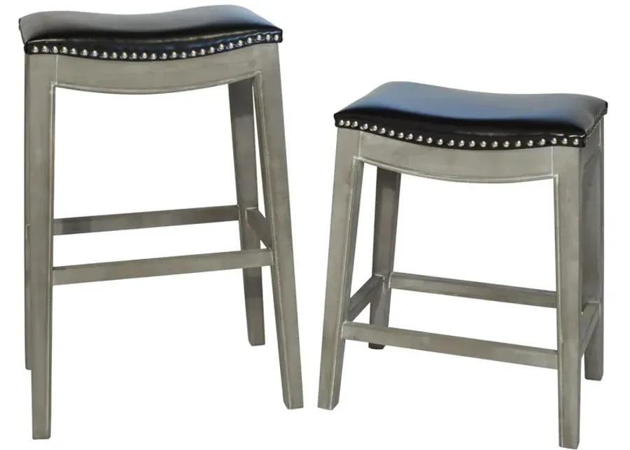 Elmo KD Bonded Leather Counter Stool Mystique Gray Frame, Black