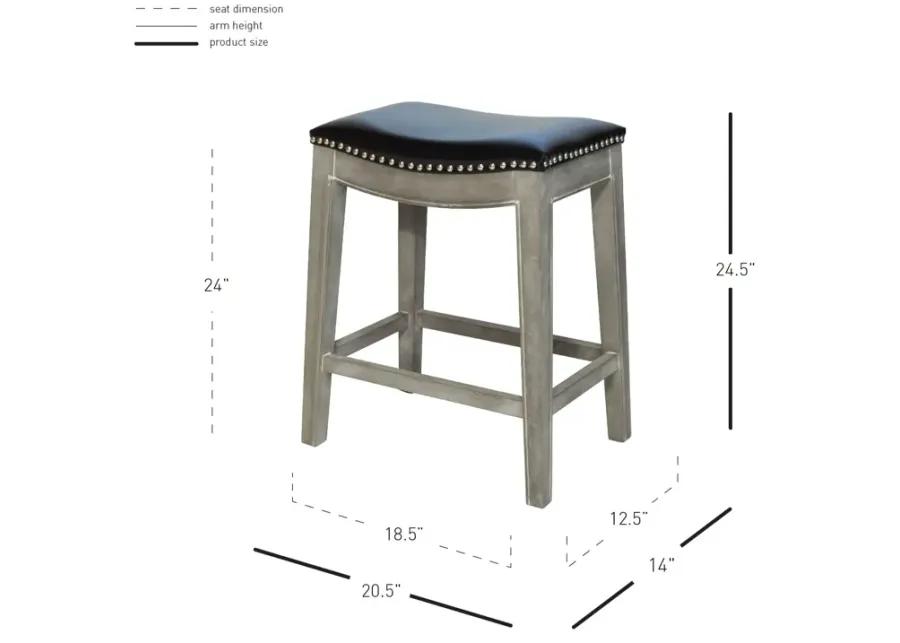 Elmo KD Bonded Leather Counter Stool Mystique Gray Frame, Black