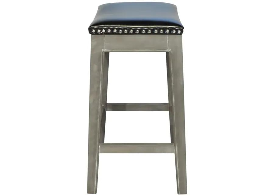 Elmo KD Bonded Leather Counter Stool Mystique Gray Frame, Black