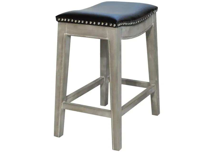 Elmo KD Bonded Leather Counter Stool Mystique Gray Frame, Black