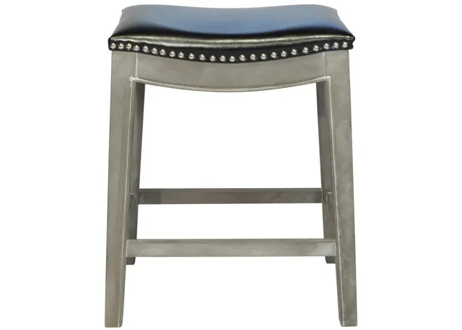 Elmo KD Bonded Leather Counter Stool Mystique Gray Frame, Black