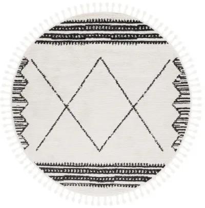 MOROCCAN TASSEL Round Power Loomed 6'-7" x 6'-7"Round Rug