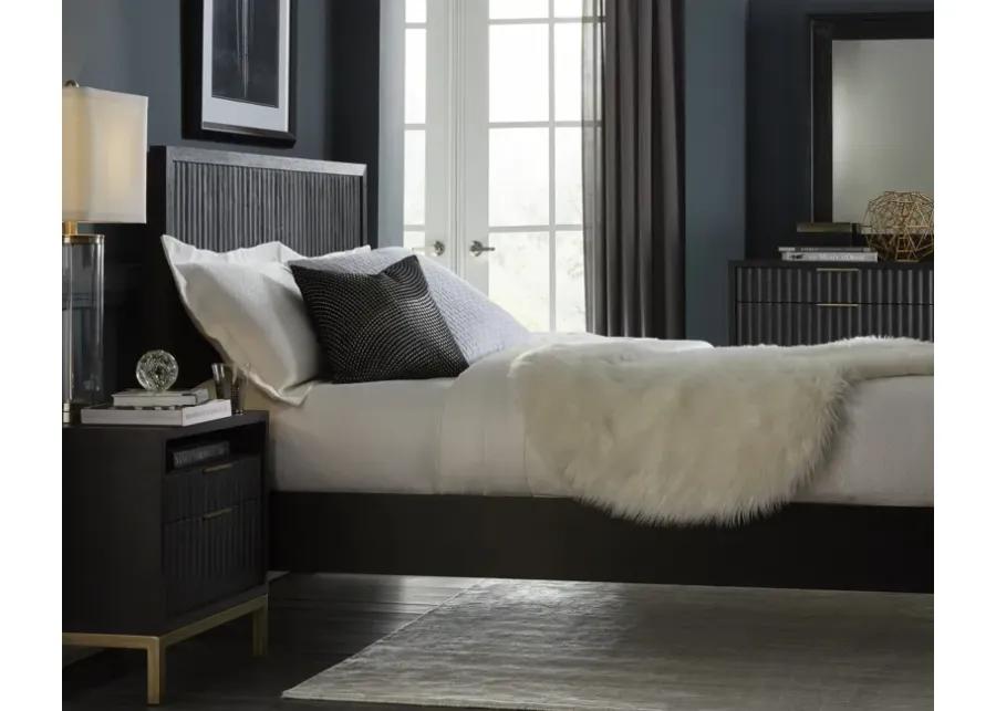 Kentfield Solid Wood Full-Size Platform Bed in Black Drifted Oak