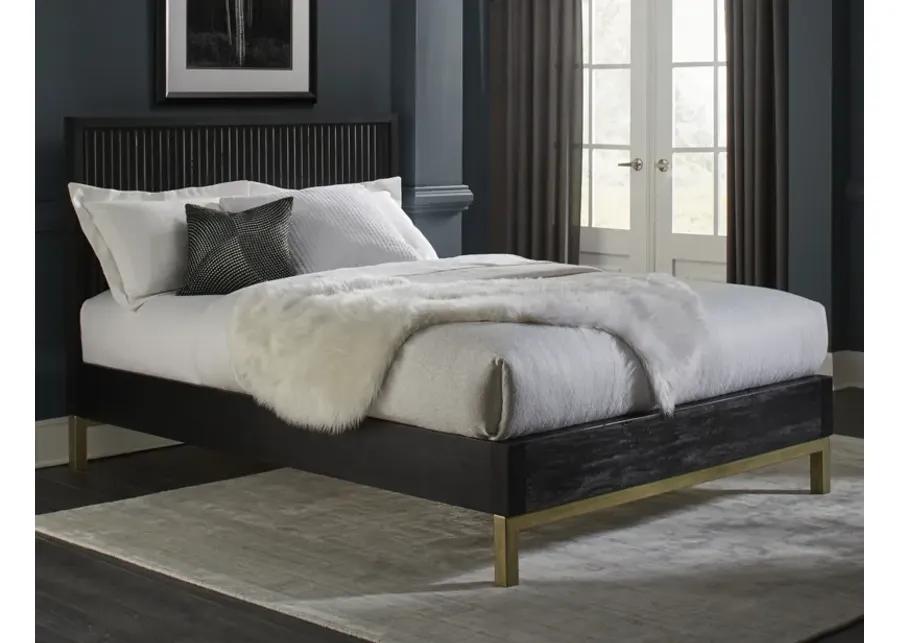 Kentfield Solid Wood Full-Size Platform Bed in Black Drifted Oak