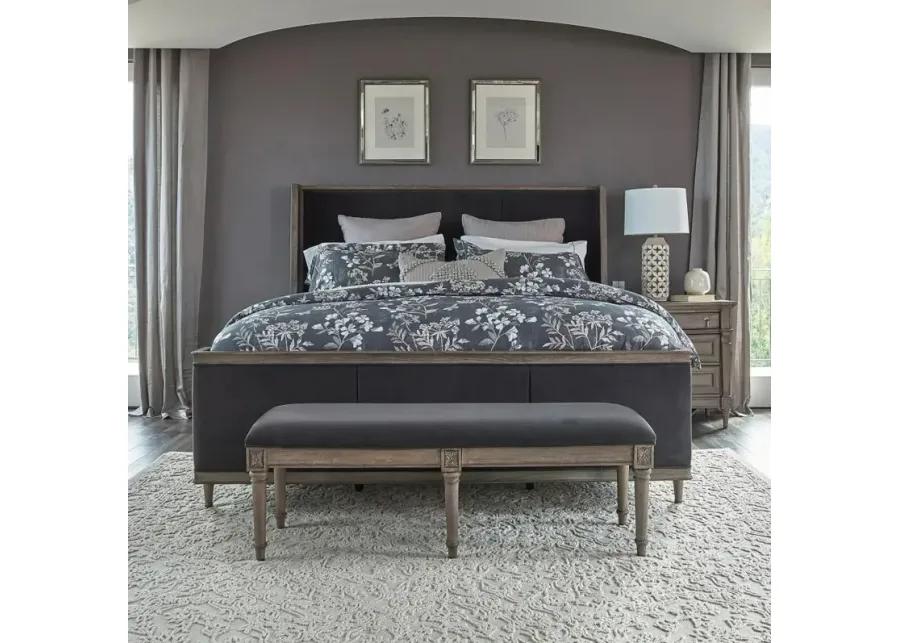 Alderwood Queen Upholstered Panel Bed Charcoal Grey