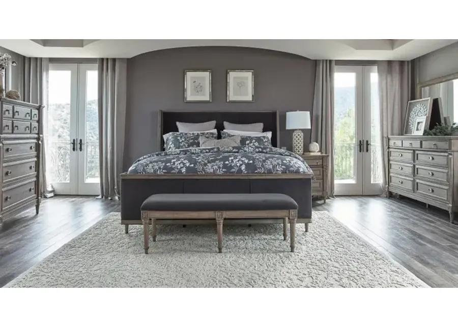 Alderwood Queen Upholstered Panel Bed Charcoal Grey