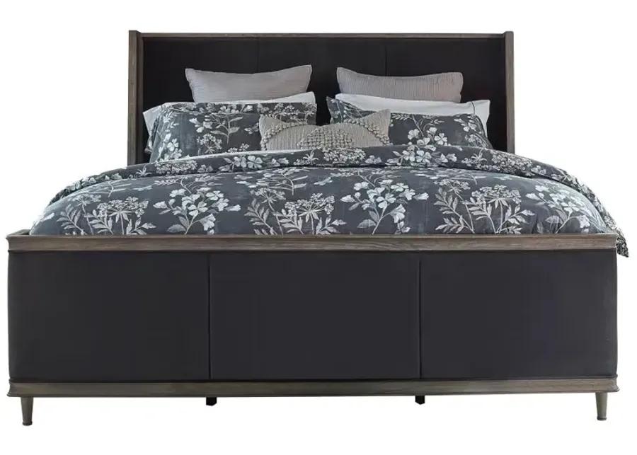 Alderwood Queen Upholstered Panel Bed Charcoal Grey