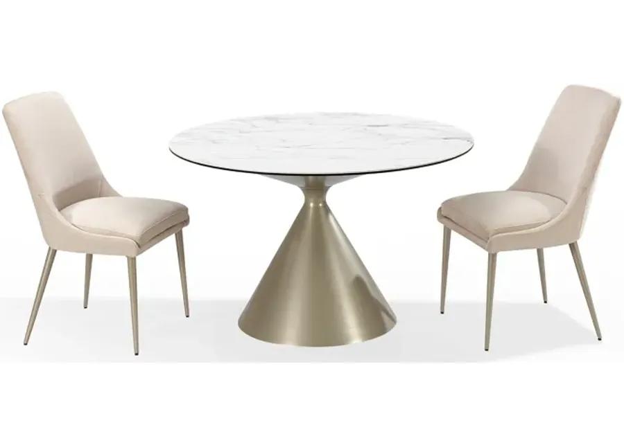 Winston Upholstered Metal Leg Dining Chair in Cream and Champagne