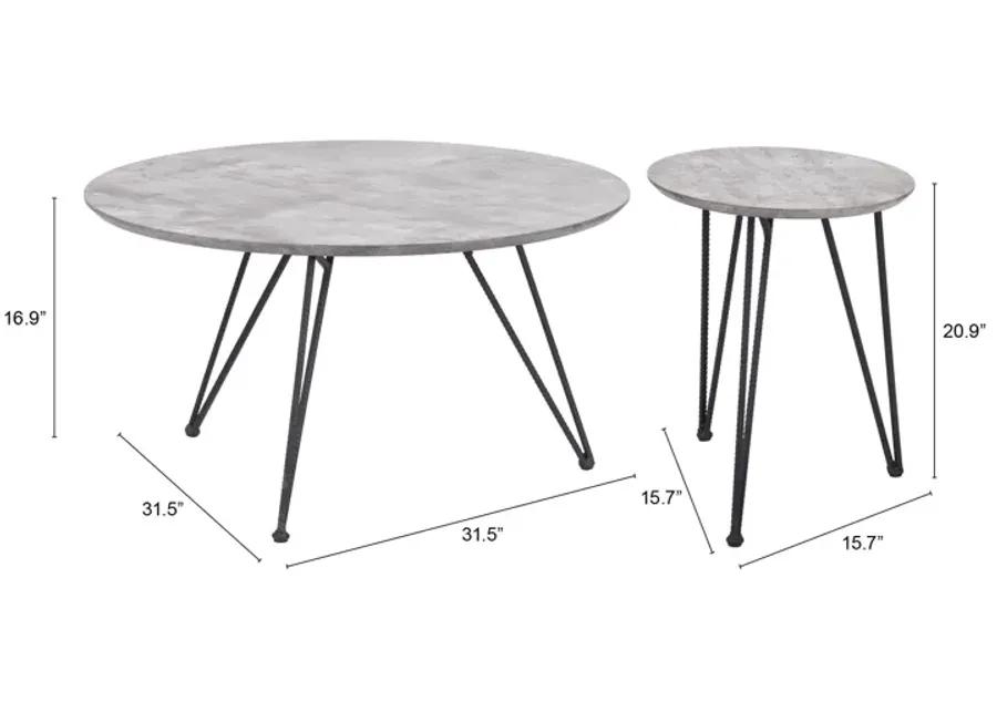 Kerris Coffee Table Set (2-Piece) Gray & Black