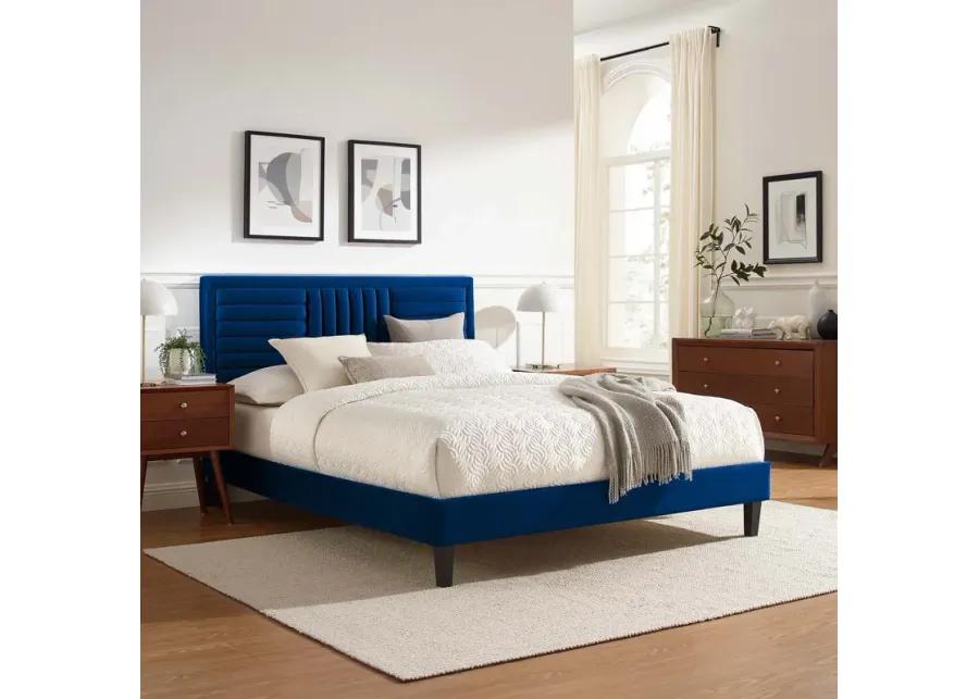 Sofia Channel Tufted Performance Velvet Queen Platform Bed