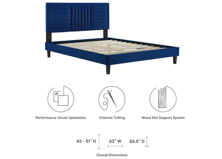 Sofia Channel Tufted Performance Velvet Queen Platform Bed