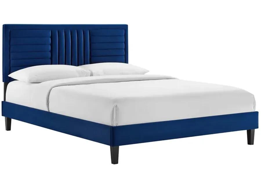 Sofia Channel Tufted Performance Velvet Queen Platform Bed