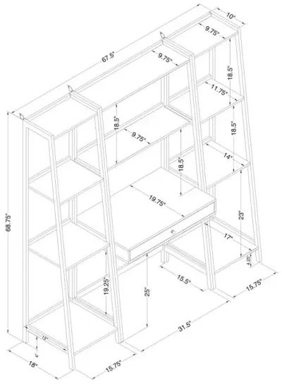 Pinckard 3-piece Ladder Desk Set Grey Stone and Black