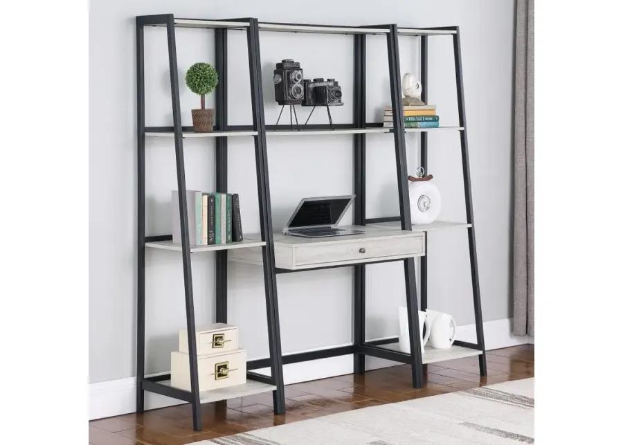 Pinckard 3-piece Ladder Desk Set Grey Stone and Black