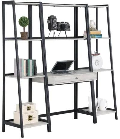 Pinckard 3-piece Ladder Desk Set Grey Stone and Black