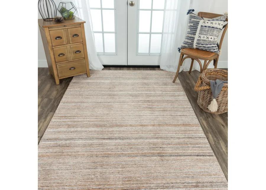 Seasand Brown Muted Stripe Recycled Polyester 5' x 7'6" Rectangle Rug