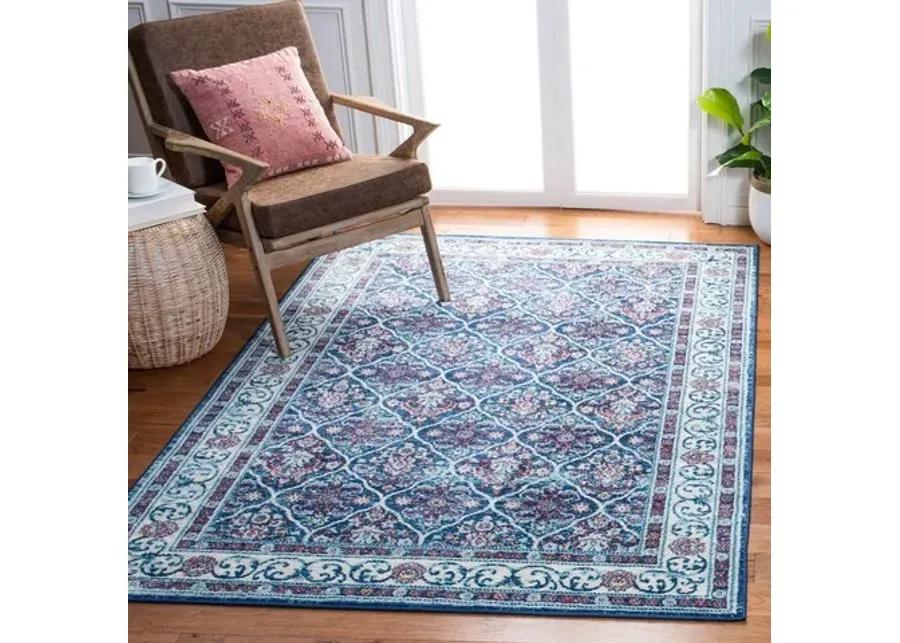 Brentwood 870 Navy / Red 2' X 8' Runner Powerloomed Rug