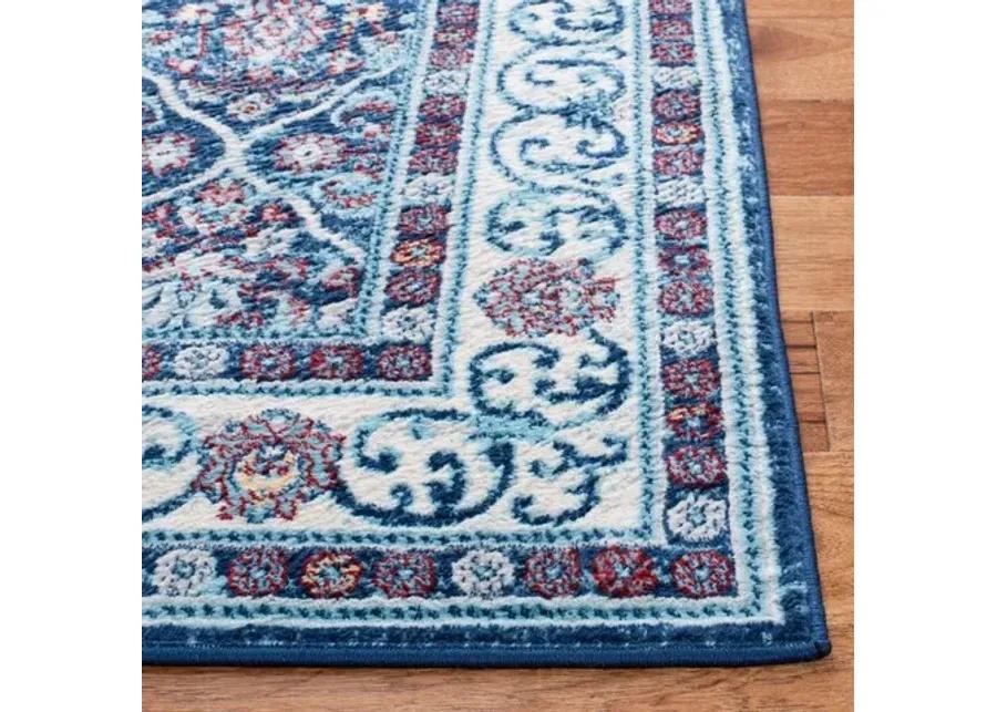 Brentwood 870 Navy / Red 2' X 8' Runner Powerloomed Rug