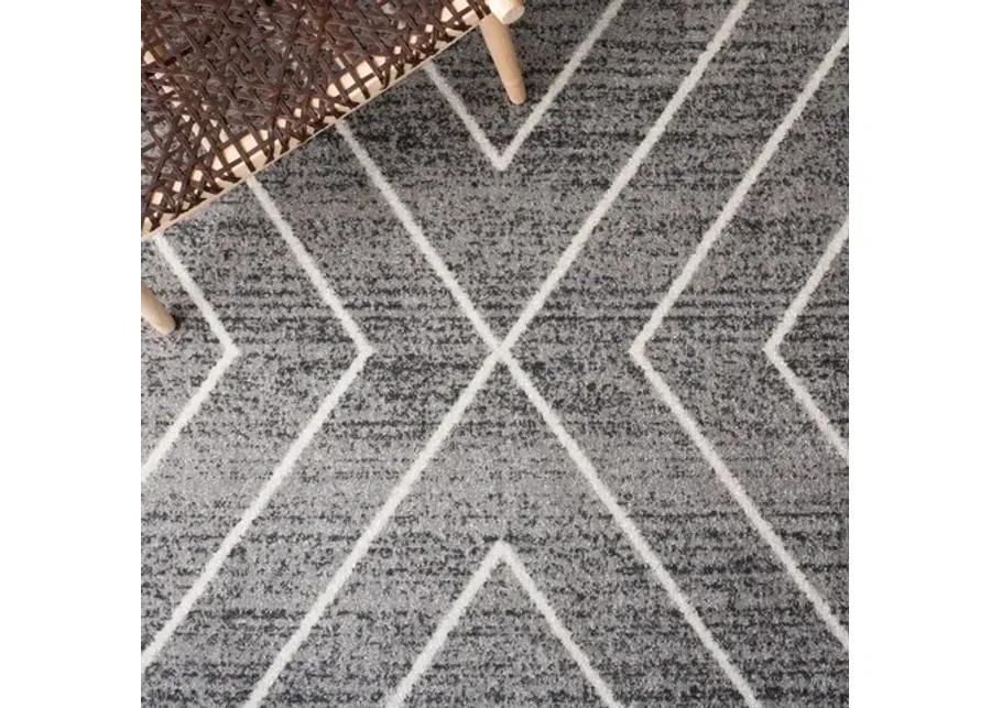 ADIRONDACK Contemporary Dark Grey / Ivory 4' X 6' Powerloomed Rug