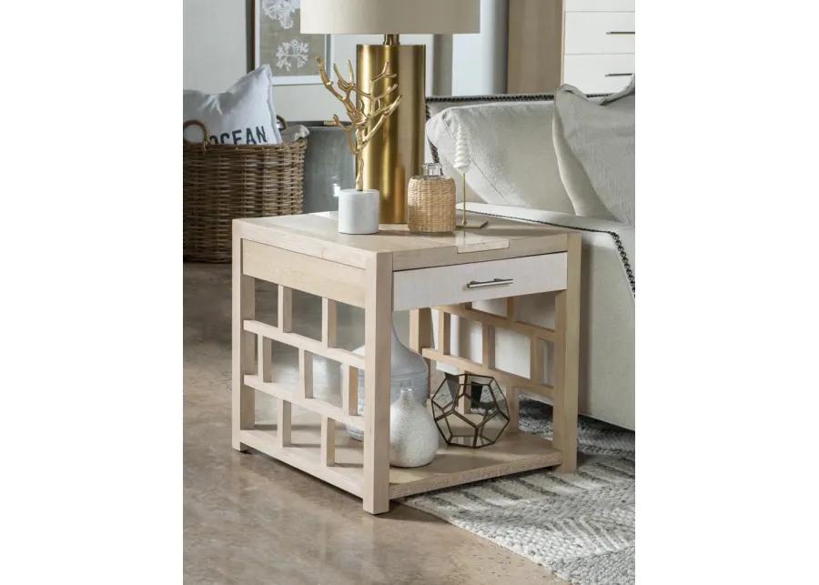 Biscayne Travertine Insesrt End Table