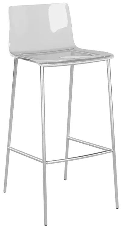 Cilla Bar Stool in Clear with Brushed Nickel Legs - Set of 2